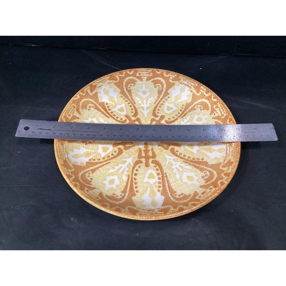 Ironstone Plate Mount Clemens China  1970s Underglaze Trident Orange Yellow